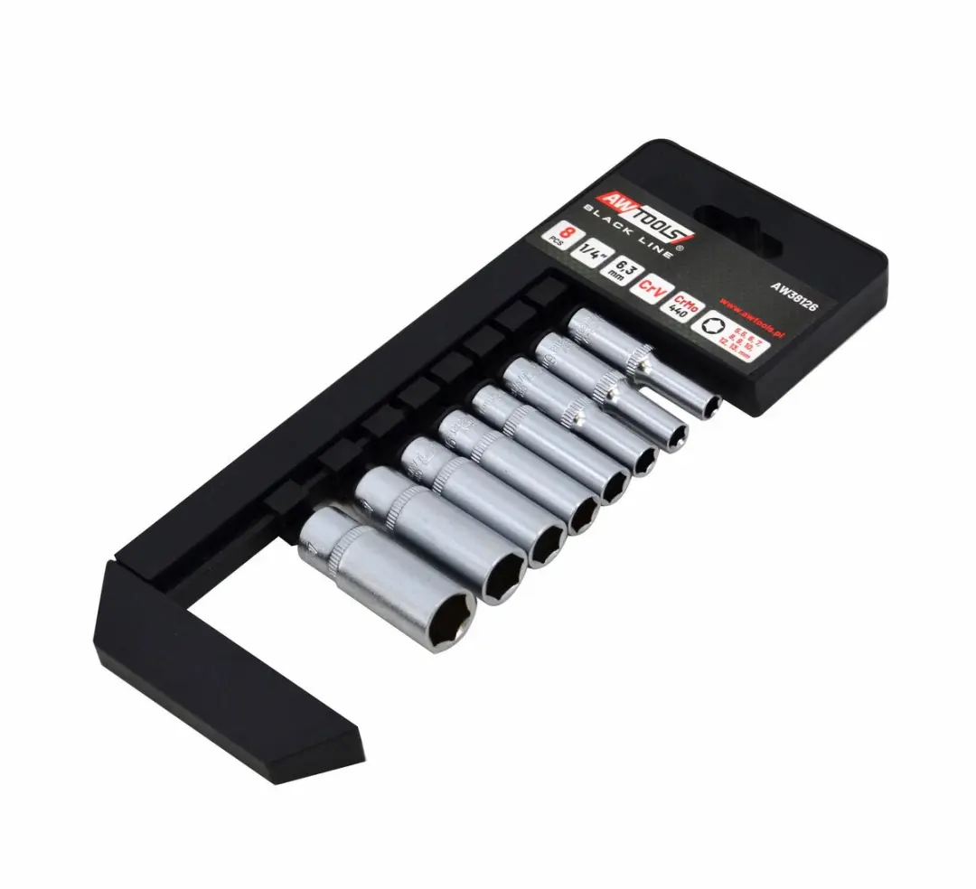 AWTOOLS AW38126BL Dopsleutelset 1/4" - 8-delig - CrV Staal - afbeelding 3 van 3