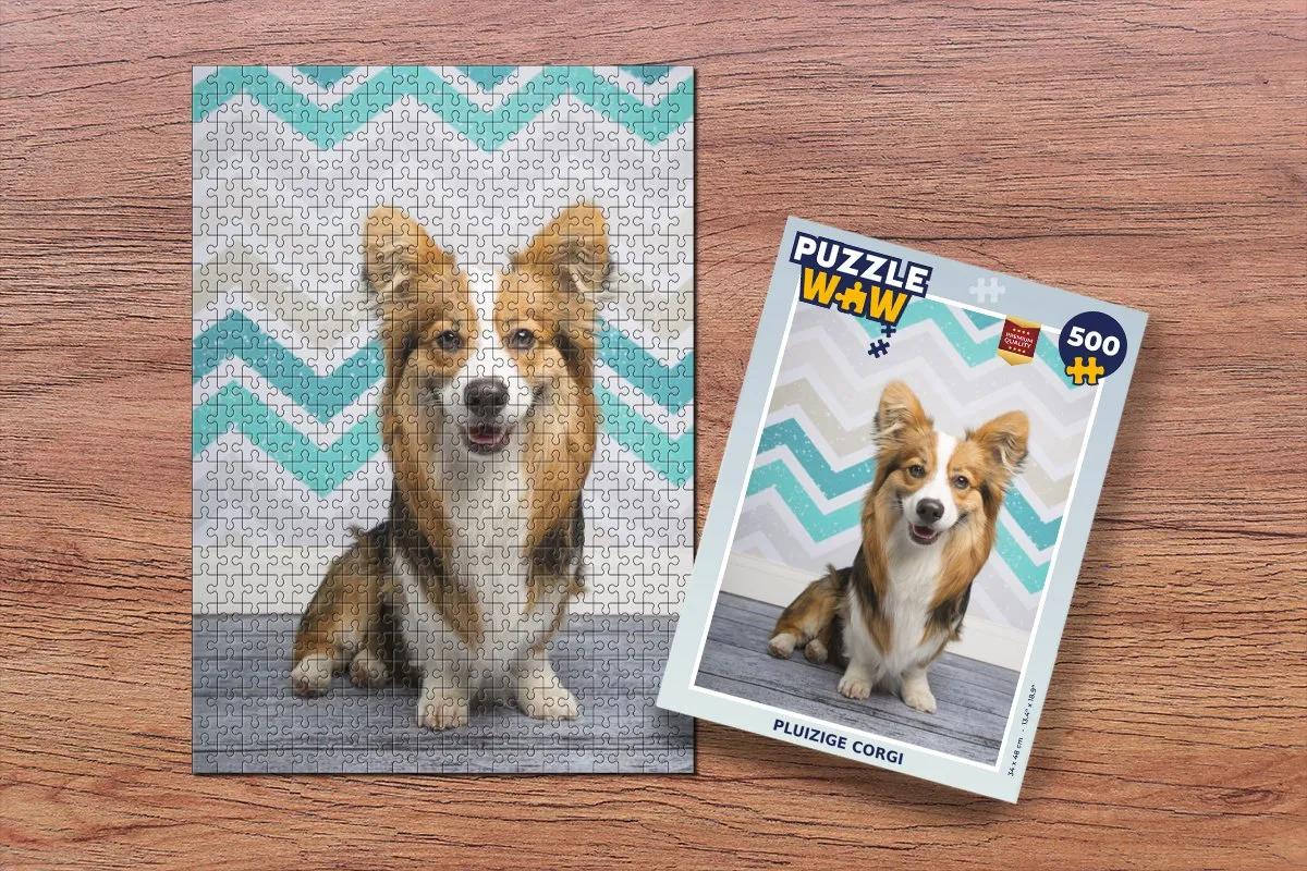 PuzzleWow Legpuzzel Pluizige Corgi 500 Stuks - Multicolor