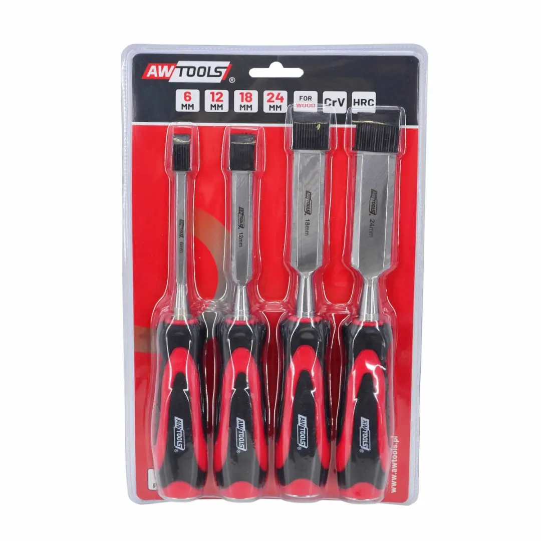 AWTOOLS AW32905 Houtbeitelset - 4 Stuks - 6/12/18/24mm