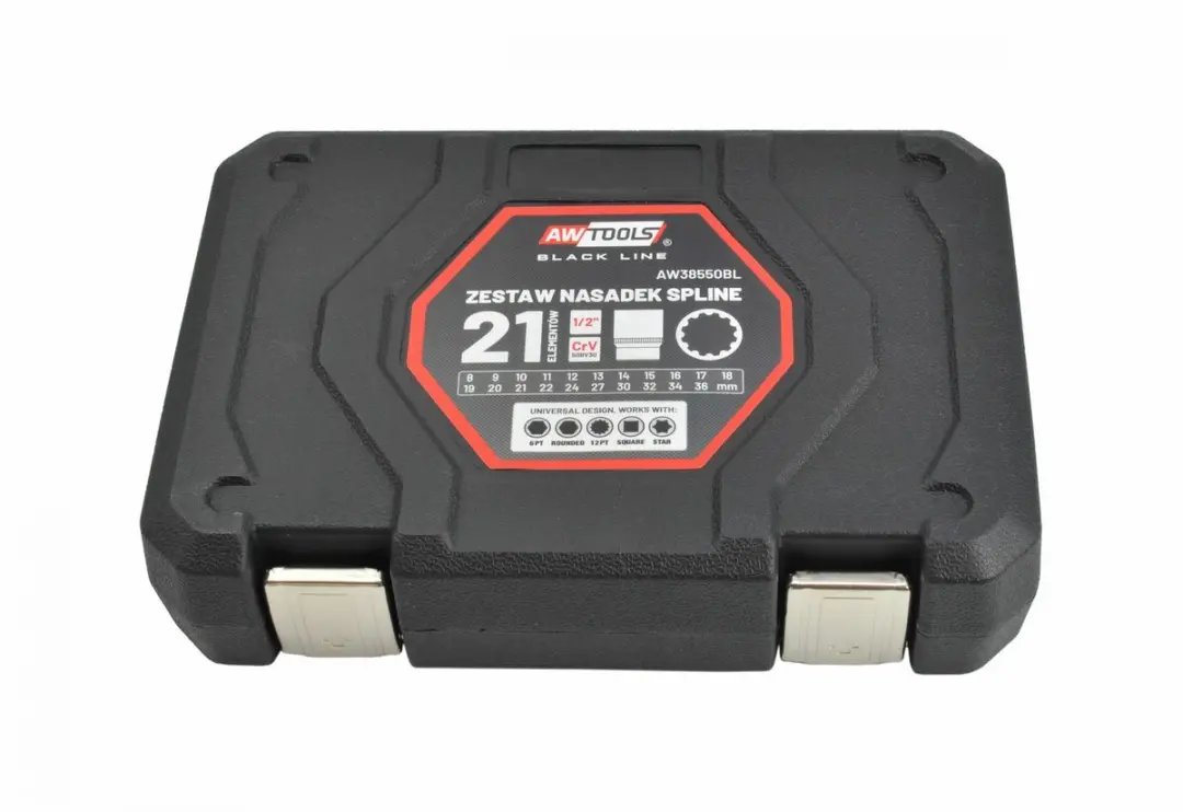 AWTOOLS Black Line Spline Dopsleutelset 1/2" - 21-delig - Zwart