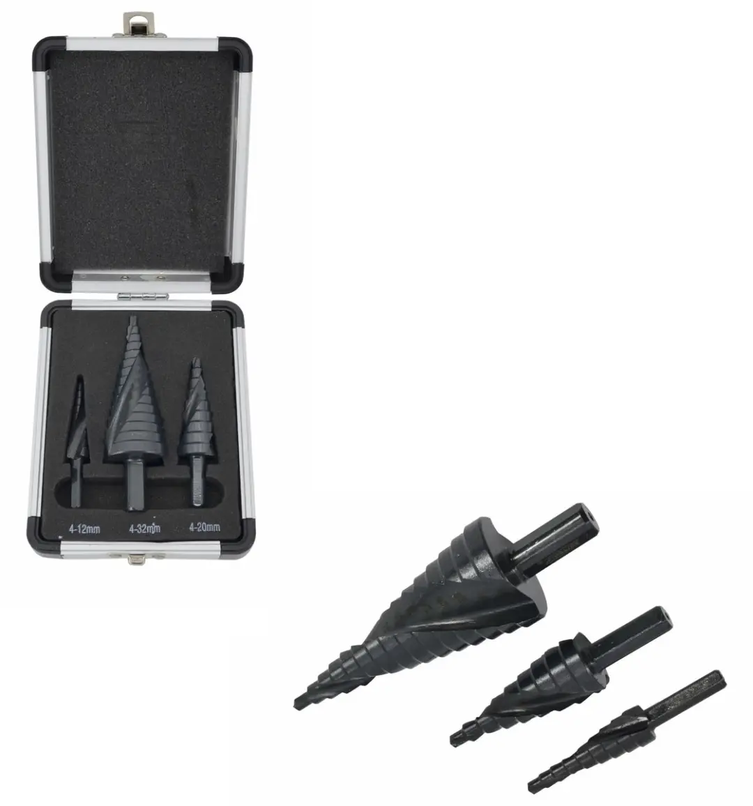 AWTOOLS Spiralend Stapelboor Set 3-delig 4-39mm HSS AICrN Coating