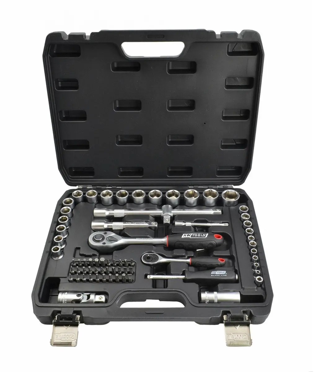 AWTOOLS 72-delige doppenset 1/2" & 1/4" Black Line