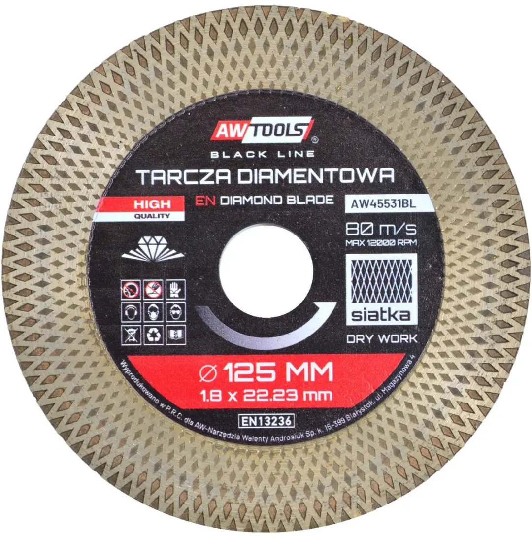AWTOOLS Black Line Diamantschijf 125mm Turbo