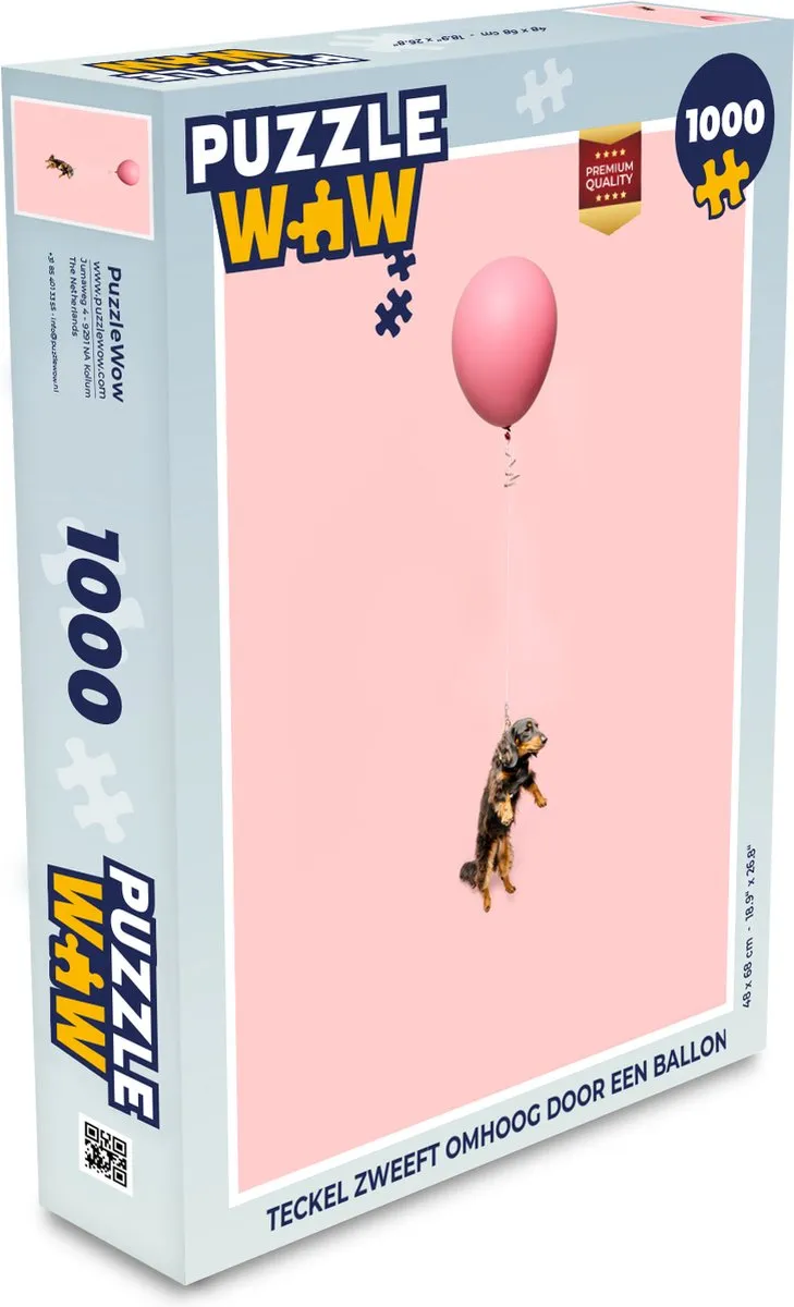 PuzzleWow Teckel Ballon Legpuzzel 1000 Stuks - Multicolor