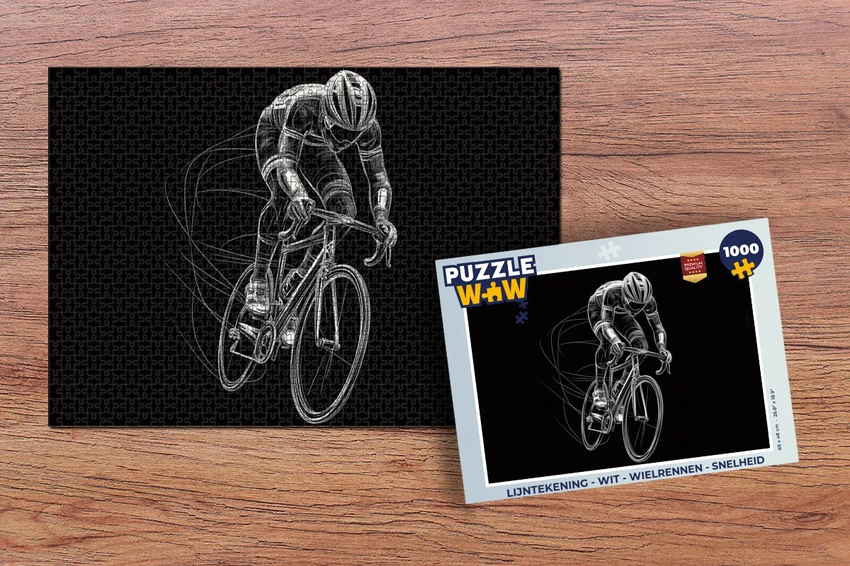 PuzzleWow Wielrenner Legpuzzel 1000 Stuks - Wit