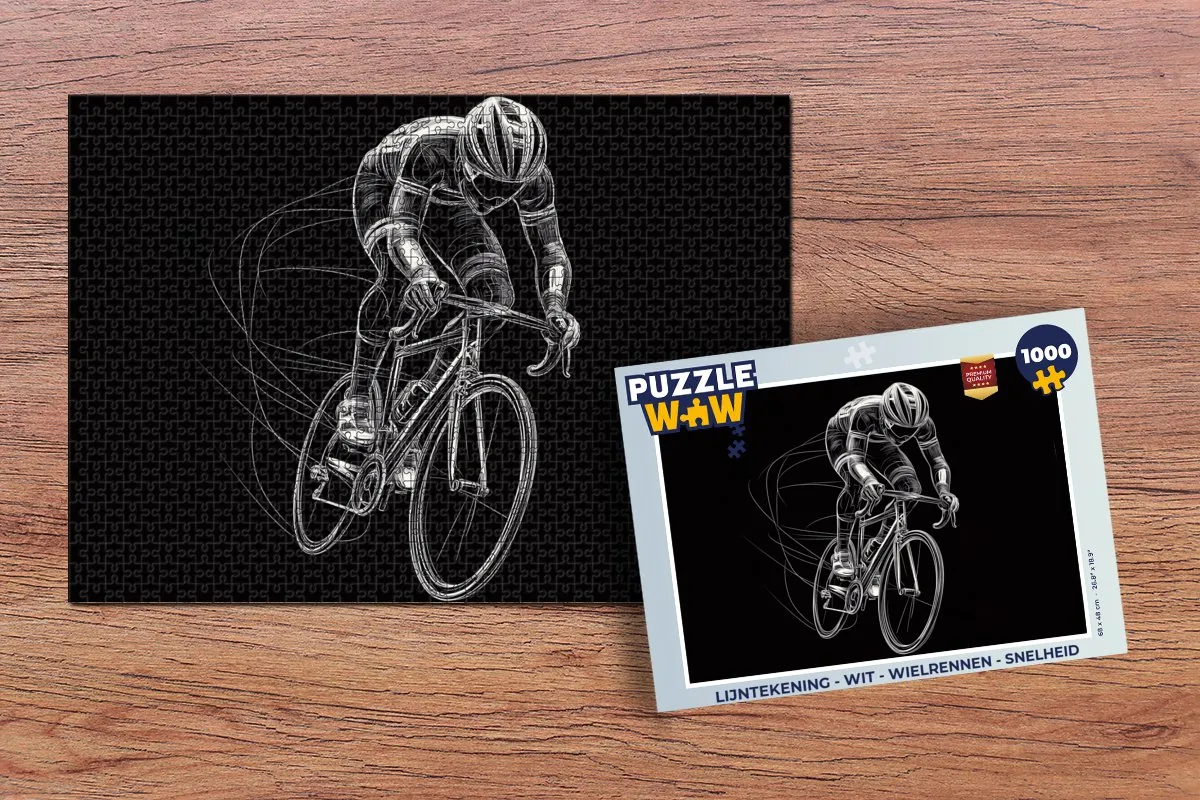 PuzzleWow Wielrenner Legpuzzel 1000 Stuks - Wit