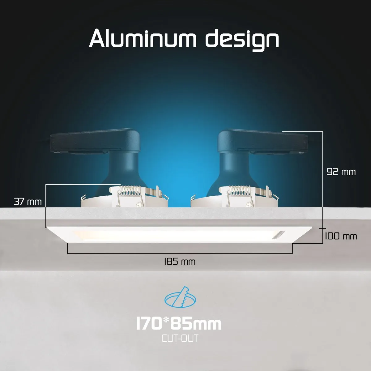 LEDVION LED Inbouwspot Dubbel Rechthoek 185x100mm GU10 - 2700K - Wit