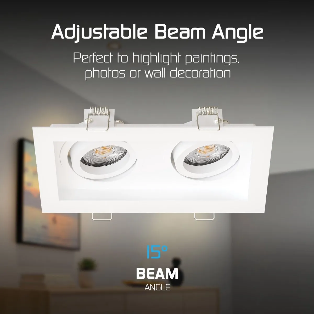 LEDVION LED Inbouwspot Dubbel Rechthoek 185x100mm GU10 - 2700K - Wit