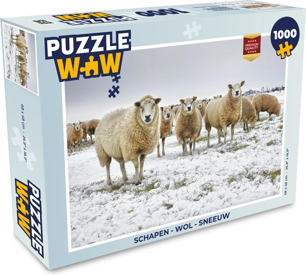 PuzzleWow Wol & Sneeuw Legpuzzel 1000 Stuks - Multicolor