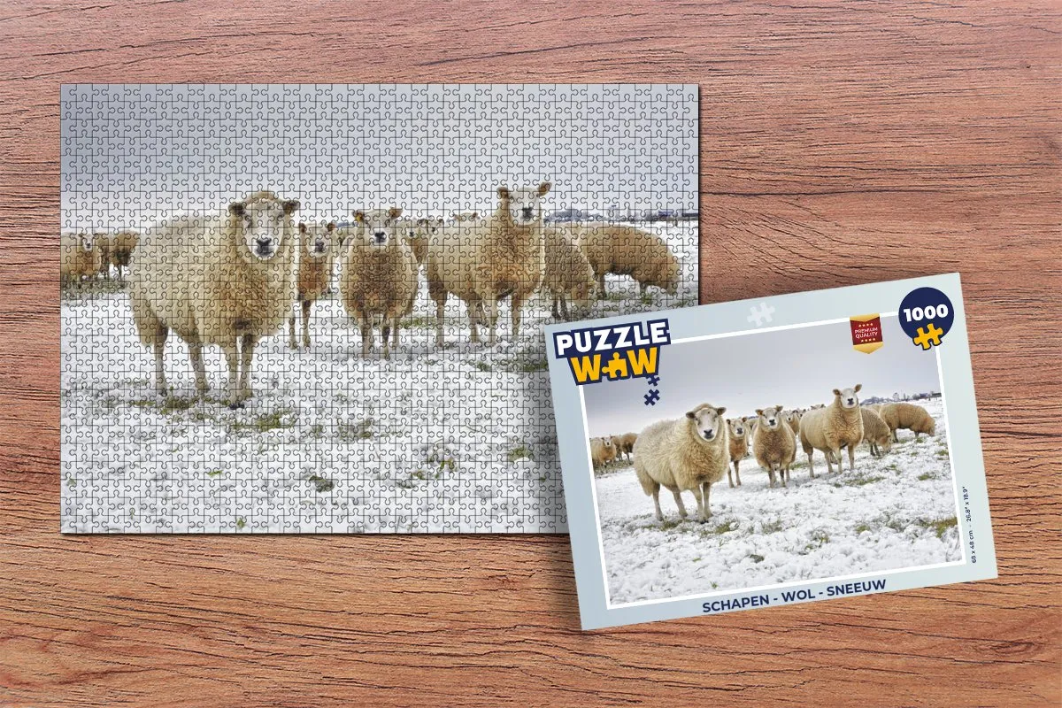 PuzzleWow Wol & Sneeuw Legpuzzel 1000 Stuks - Multicolor