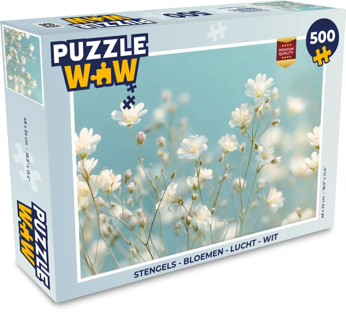 PuzzleWow Legpuzzel Stengels Bloemen Wit 500 Stuks