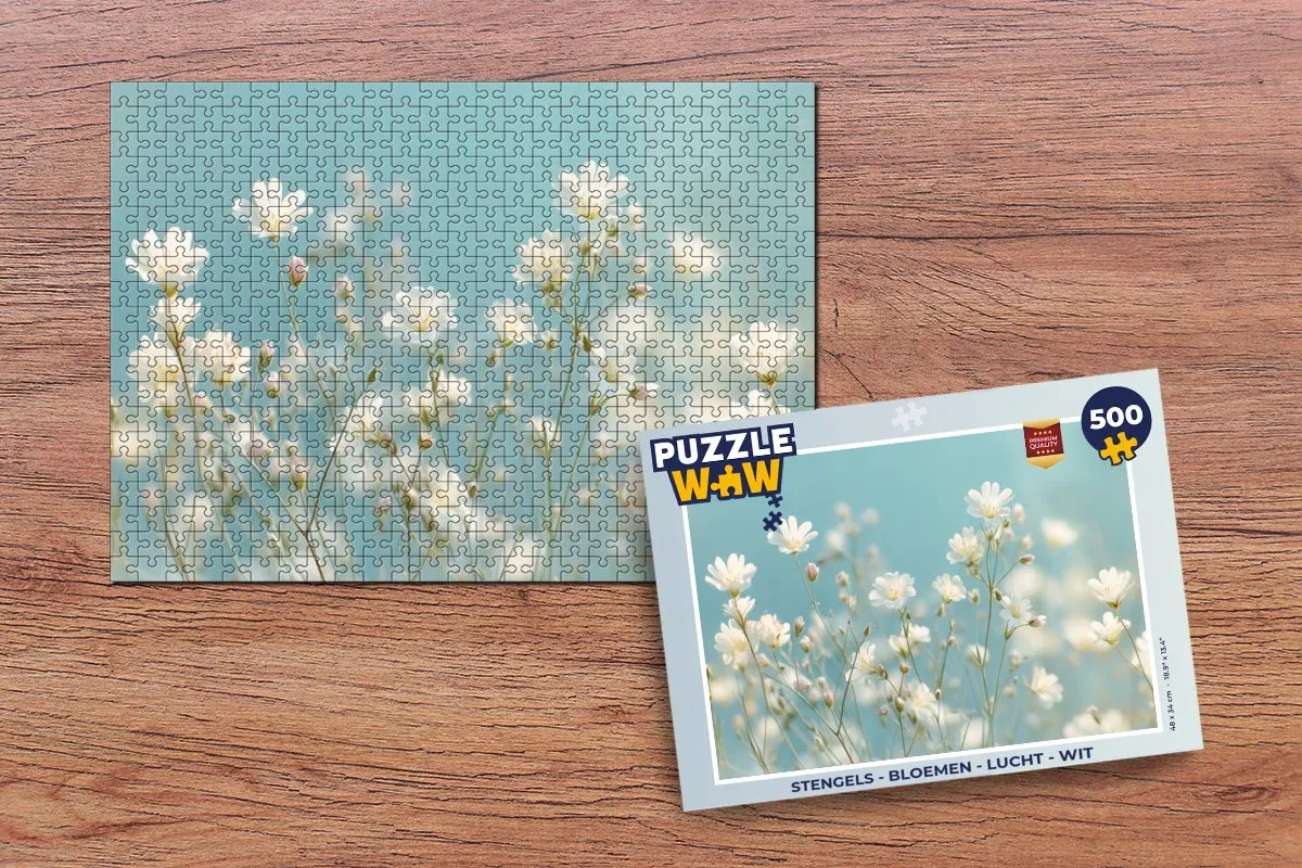 PuzzleWow Legpuzzel Stengels Bloemen Wit 500 Stuks