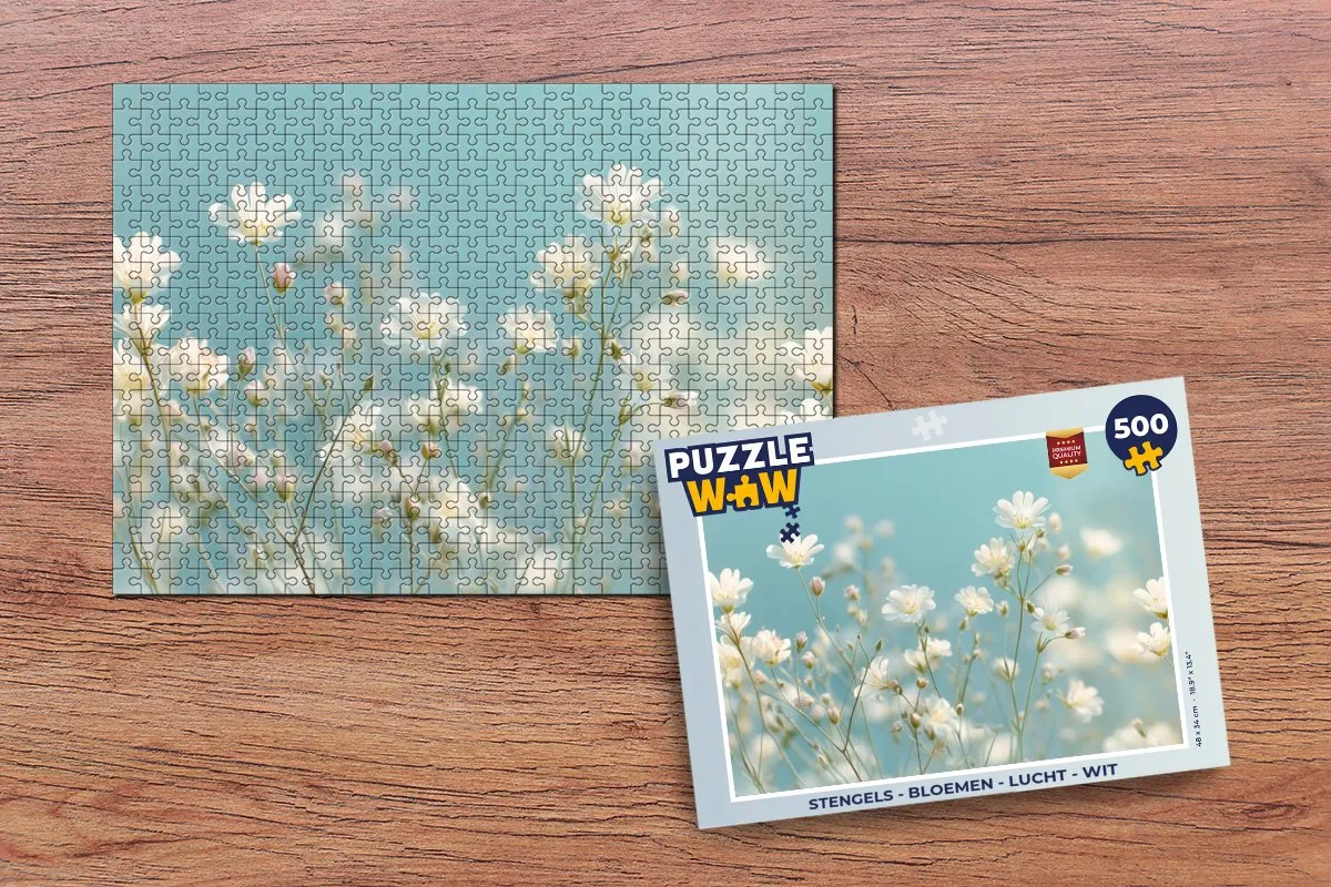 PuzzleWow Legpuzzel Stengels Bloemen Wit 500 Stuks