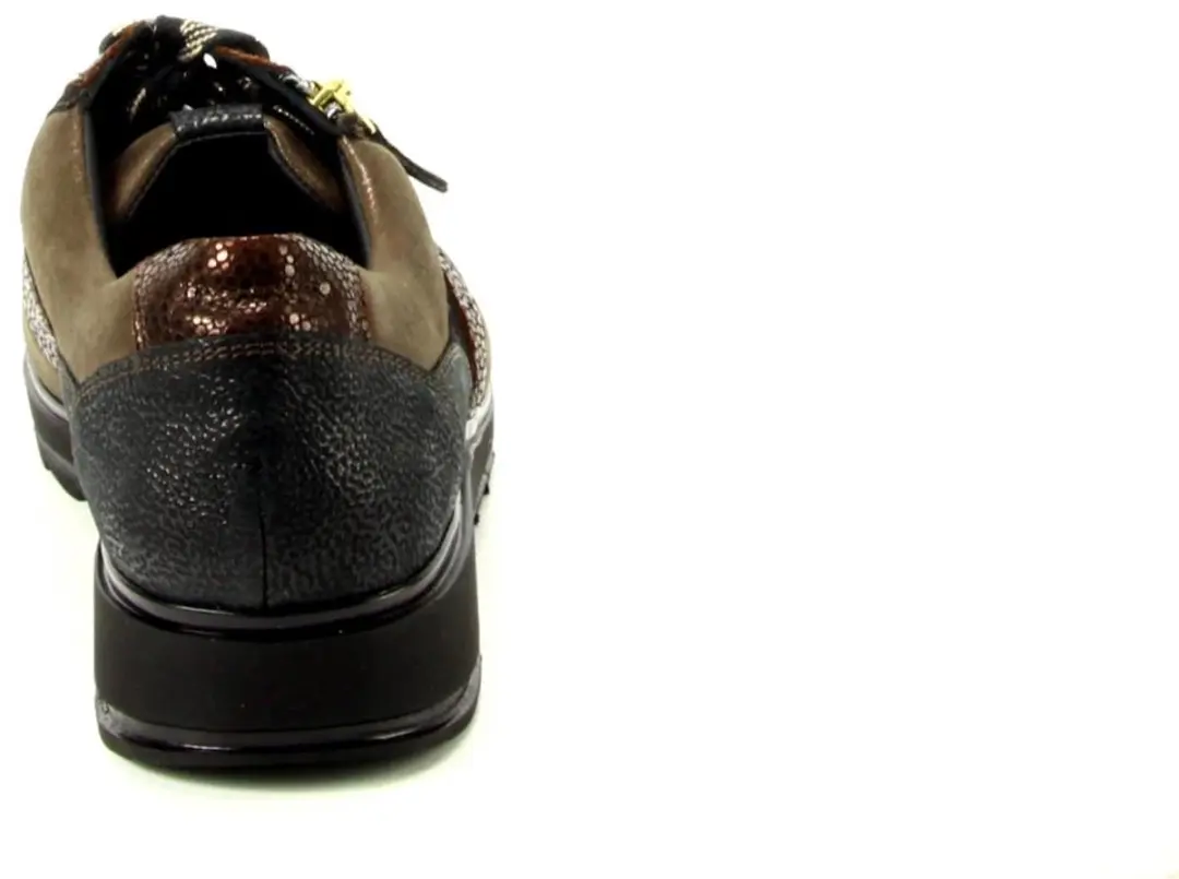 Durea Dames Sneaker 6279-688-2352 - Zwart/Bruin - Maat 39