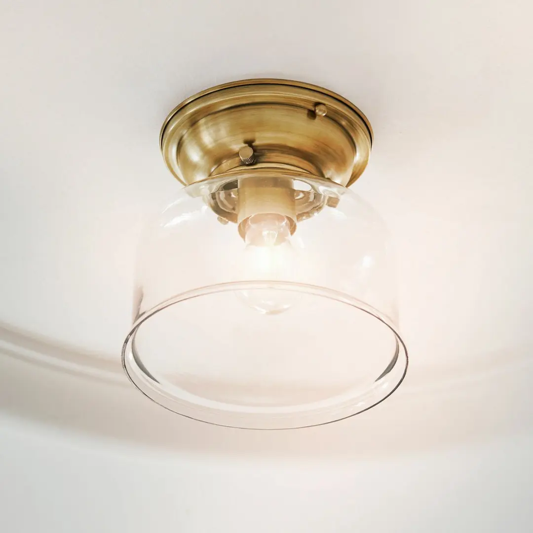 Loberon Plafondlamp Amélor - 15W - Ø20cm - Antiekmessing/Heldere Glas - afbeelding 6 van 6
