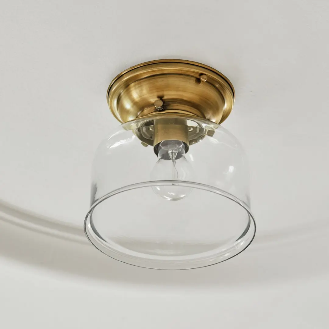 Loberon Plafondlamp Amélor - 15W - Ø20cm - Antiekmessing/Heldere Glas - afbeelding 4 van 6