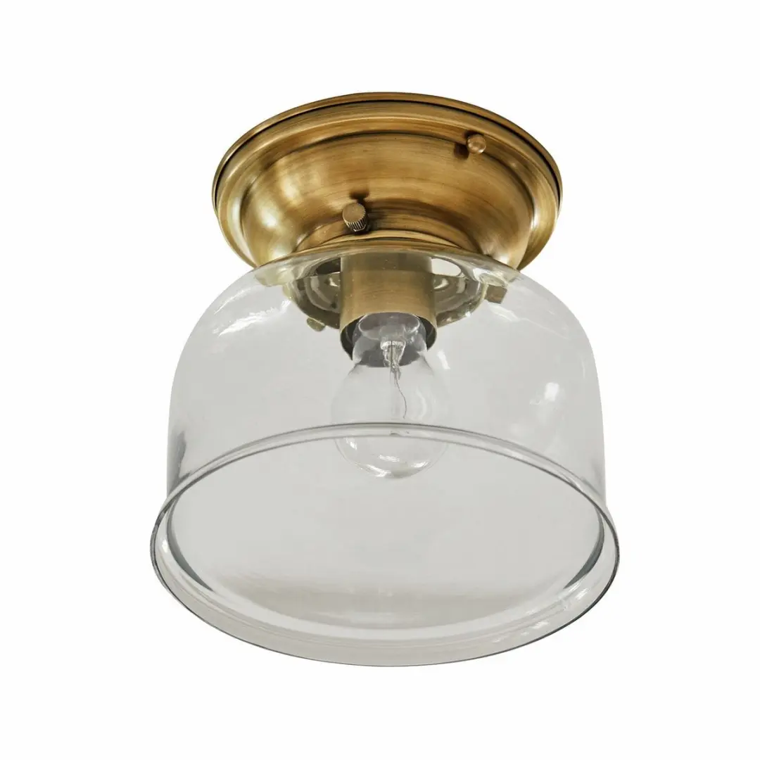 Loberon Plafondlamp Amélor - 15W - Ø20cm - Antiekmessing/Heldere Glas - afbeelding 2 van 6