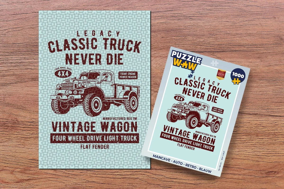 PuzzleWow Mancave Auto Retro Legpuzzel 1000 Stuks - Multicolor