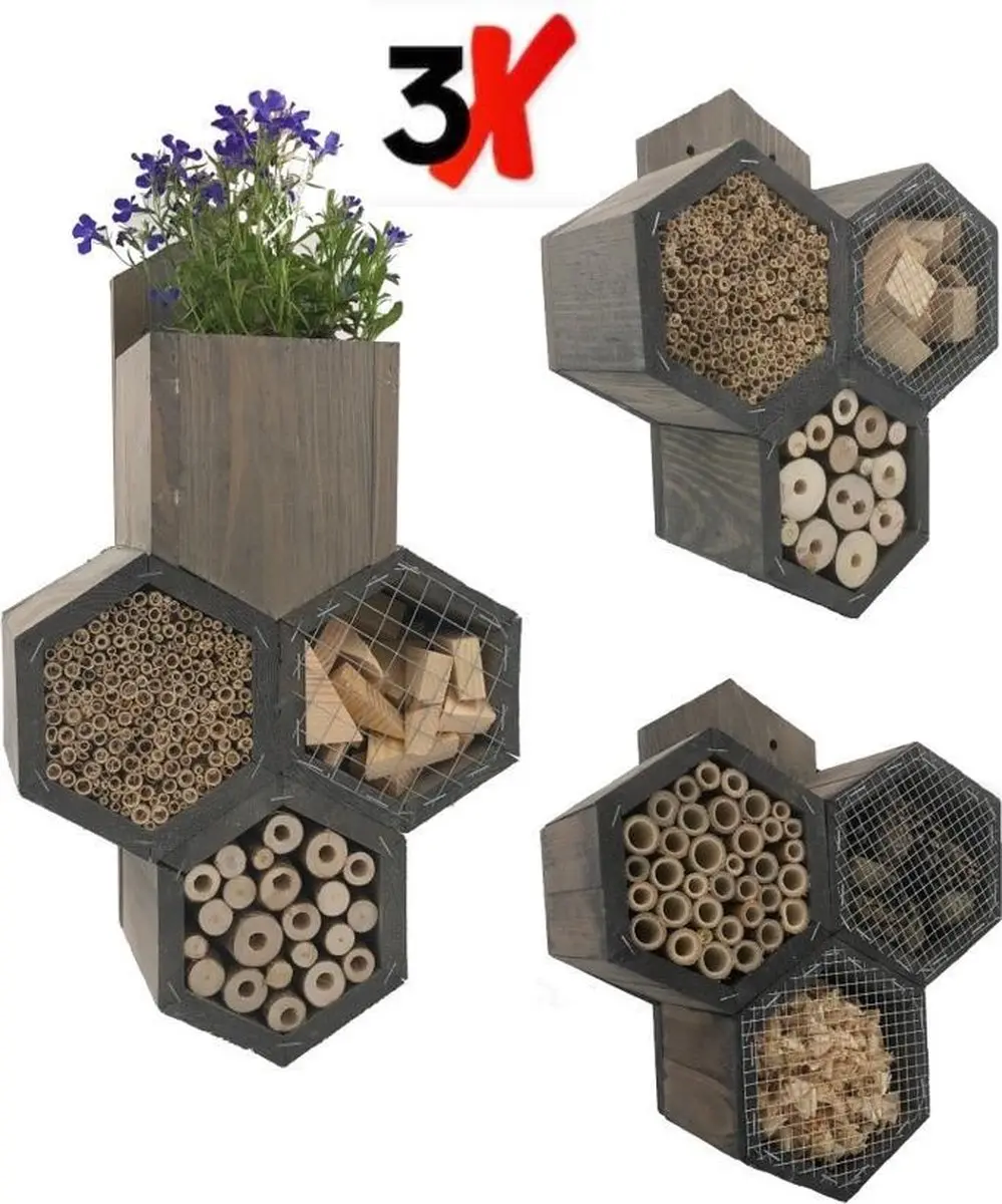 GARDEN SPIRIT Bijenhotel set van 3