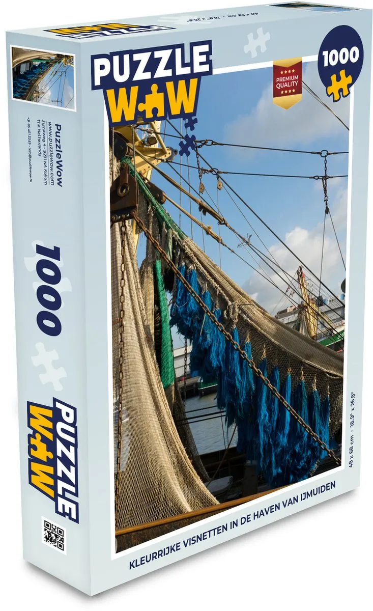 PuzzleWow Legpuzzel Kleurrijke Visnetten IJmuiden 1000 Stuks - Multicolor