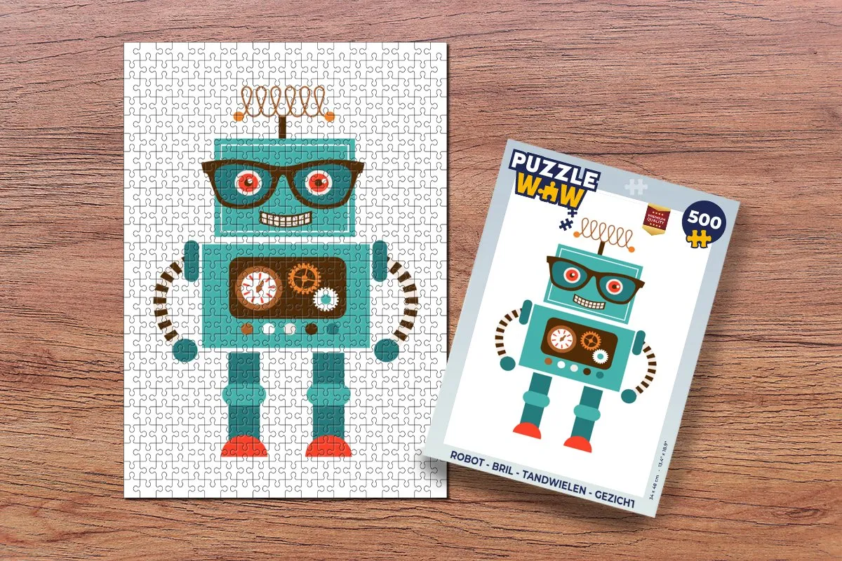 PuzzleWow Robot Bril Tandwielen Gezicht Legpuzzel 500 Stuks - Multicolor