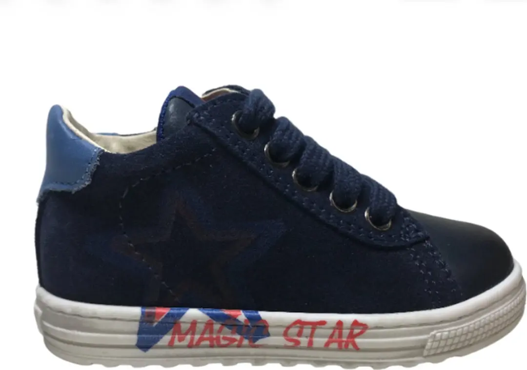 Naturino Mt 21 veter/rits rode ster lederen schoenen Batista navy / blauw