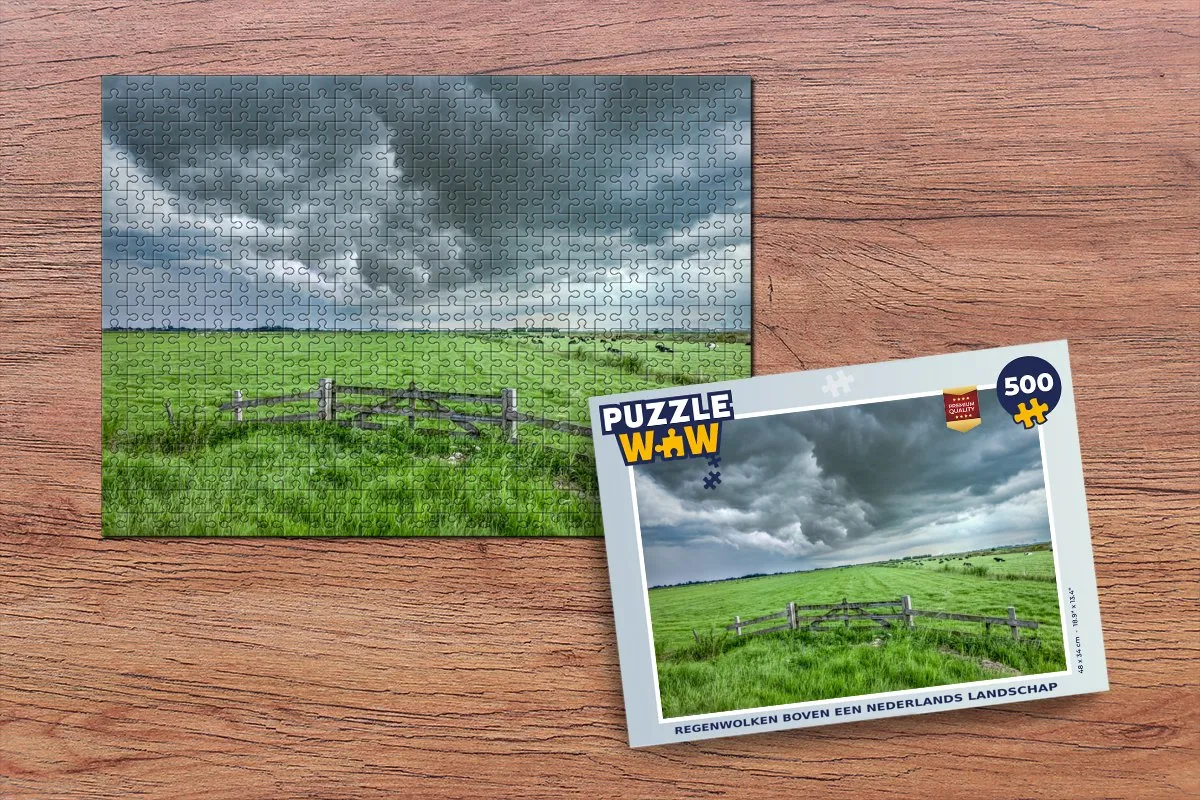 PuzzleWow Regenwolken Landschap Legpuzzel 500 Stuks - Multicolor