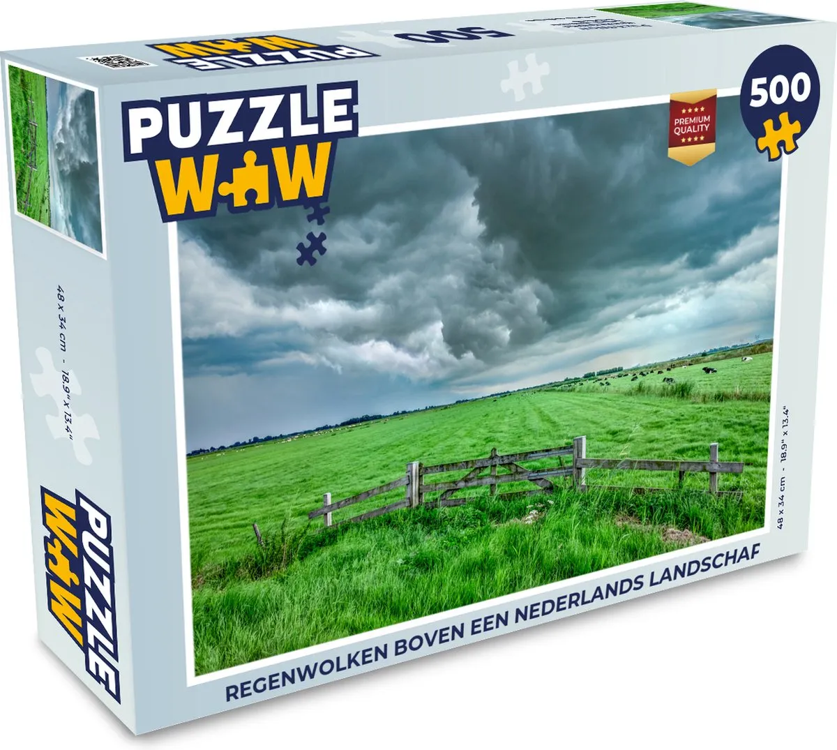 PuzzleWow Regenwolken Landschap Legpuzzel 500 Stuks - Multicolor
