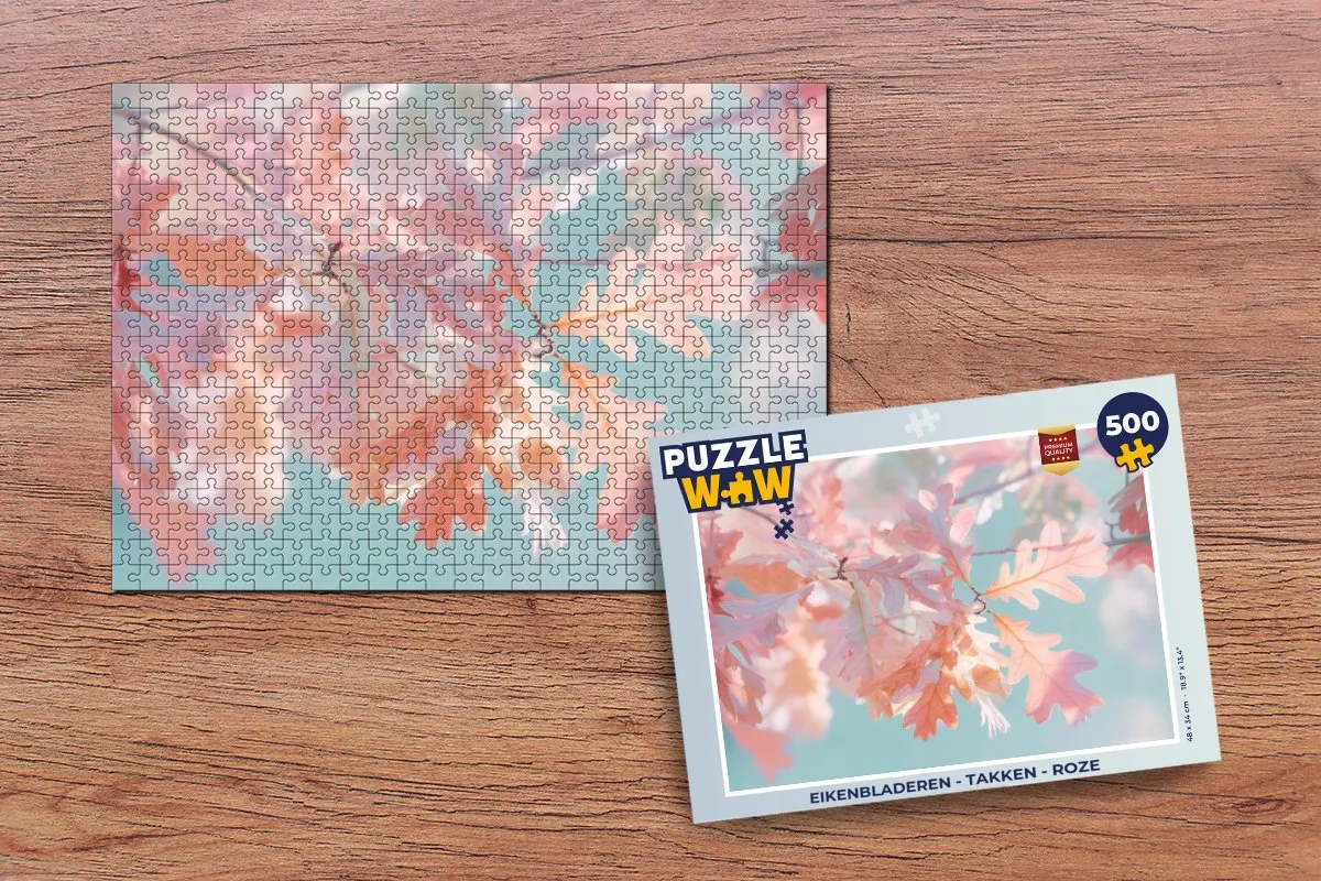 PuzzleWow Eikenbladeren Takken Legpuzzel 500 Stuks - Roze