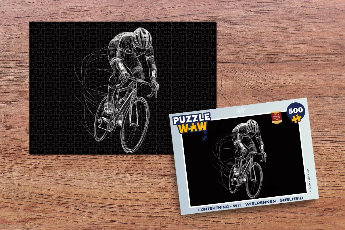 PuzzleWow Wielrenner Legpuzzel 500 Stuks - Wit