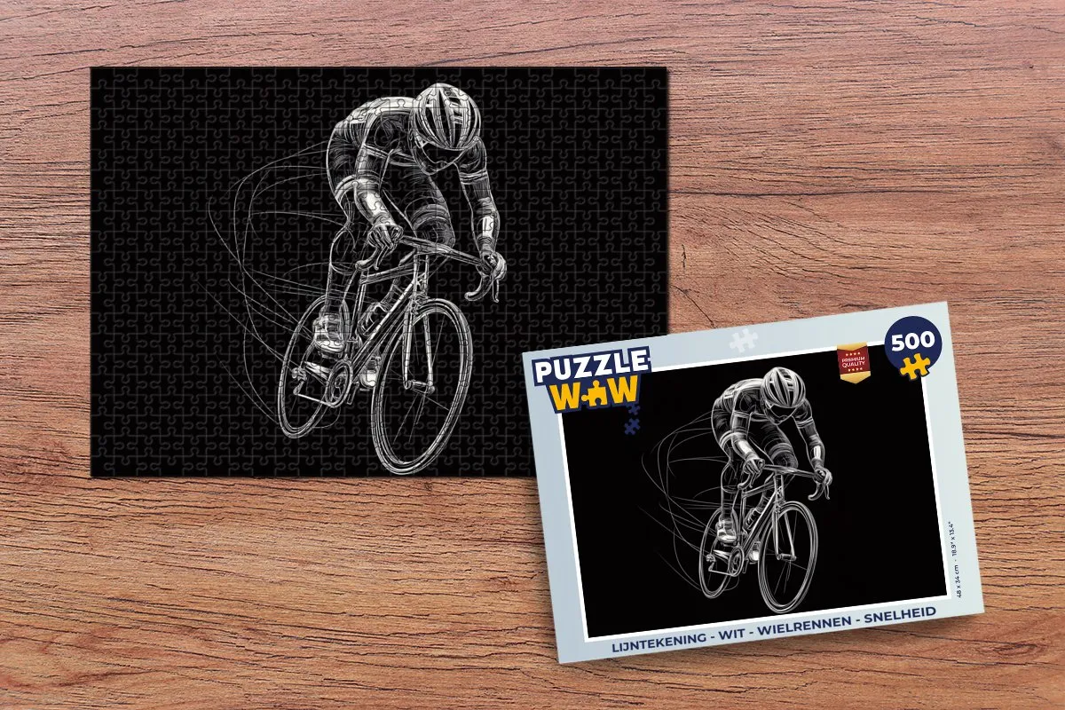 PuzzleWow Wielrenner Legpuzzel 500 Stuks - Wit