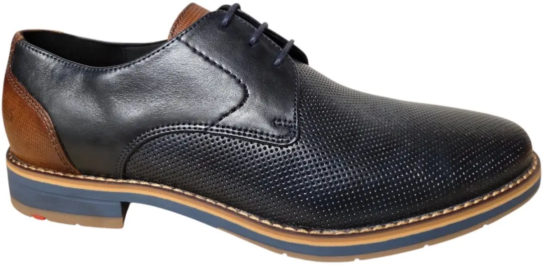 LLoyd Drift 110 Navy Brown Nette Veterschoenen Blauw Leer Heren Smal F