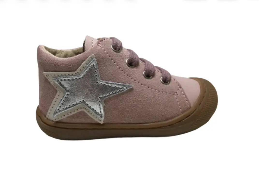 Naturino veter bumper zilveren ster lederen schoenen Frey Roze mt 26