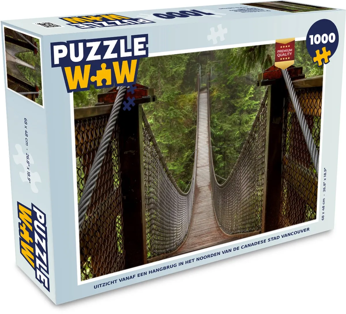 PuzzleWow Vancouver Hangbrug Puzzel 1000 Stuks - Multicolor