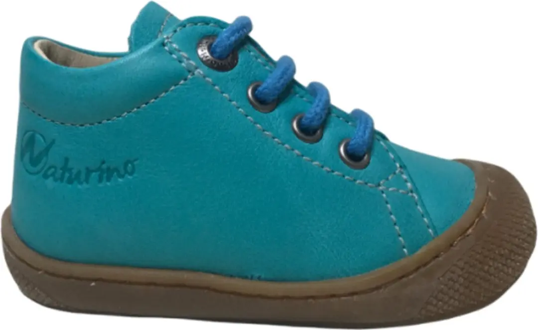 Naturino mt 17 veter bumper effen lederen schoenen Cocoon turquoise