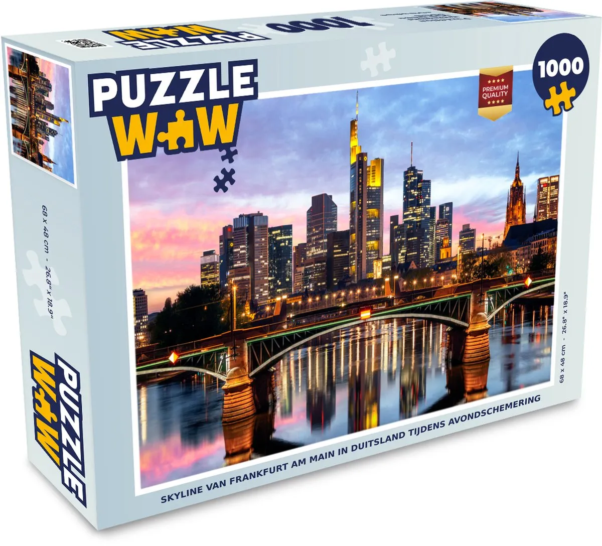 PuzzleWow Skyline Frankfurt Legpuzzel 1000 Stuks - Multicolor