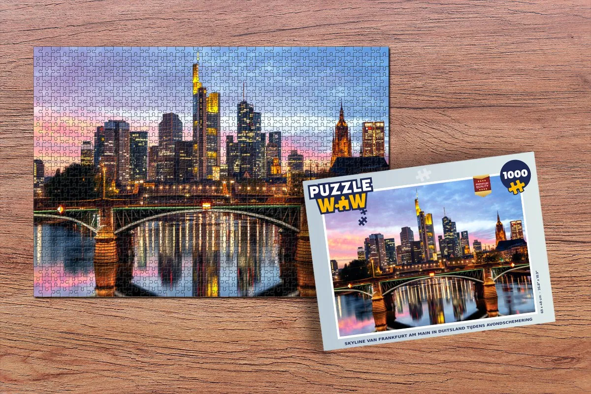 PuzzleWow Skyline Frankfurt Legpuzzel 1000 Stuks - Multicolor