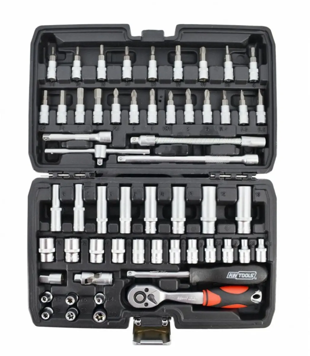 Awtools AW39056 Dopsleutelset - 1/4" 56-delig - CrV Staal - afbeelding 3 van 3