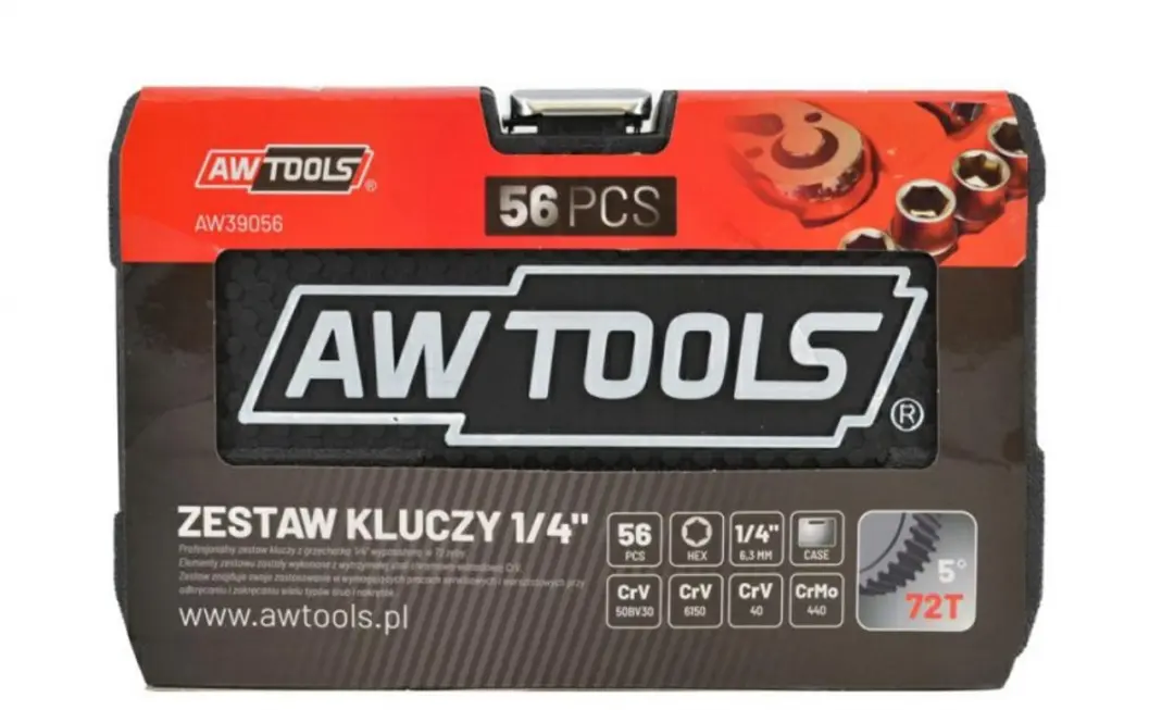 Awtools AW39056 Dopsleutelset - 1/4" 56-delig - CrV Staal - afbeelding 2 van 3