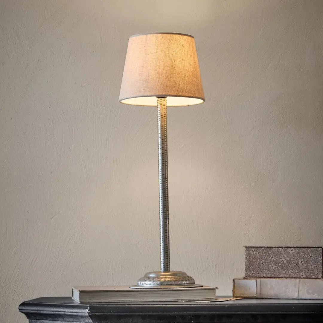 Loberon Dorélane Tafellamp - 25W - Ø20cm - Zilverkleurig