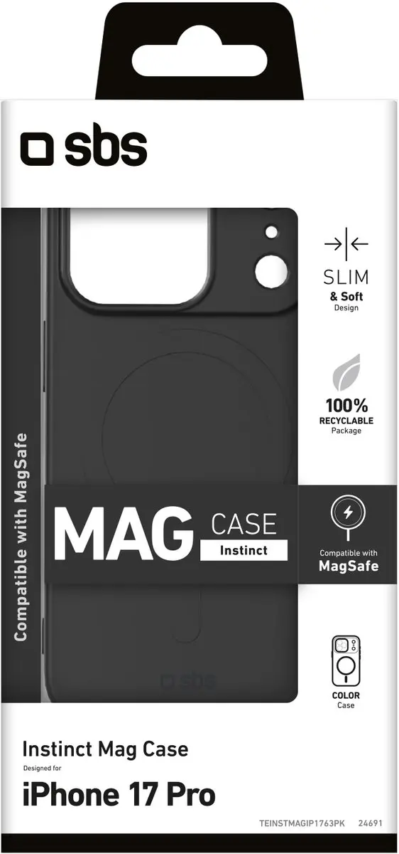 SBS Mobile Instinct Cover iPhone 17 Pro - MagSafe - Zwart - afbeelding 2 van 4