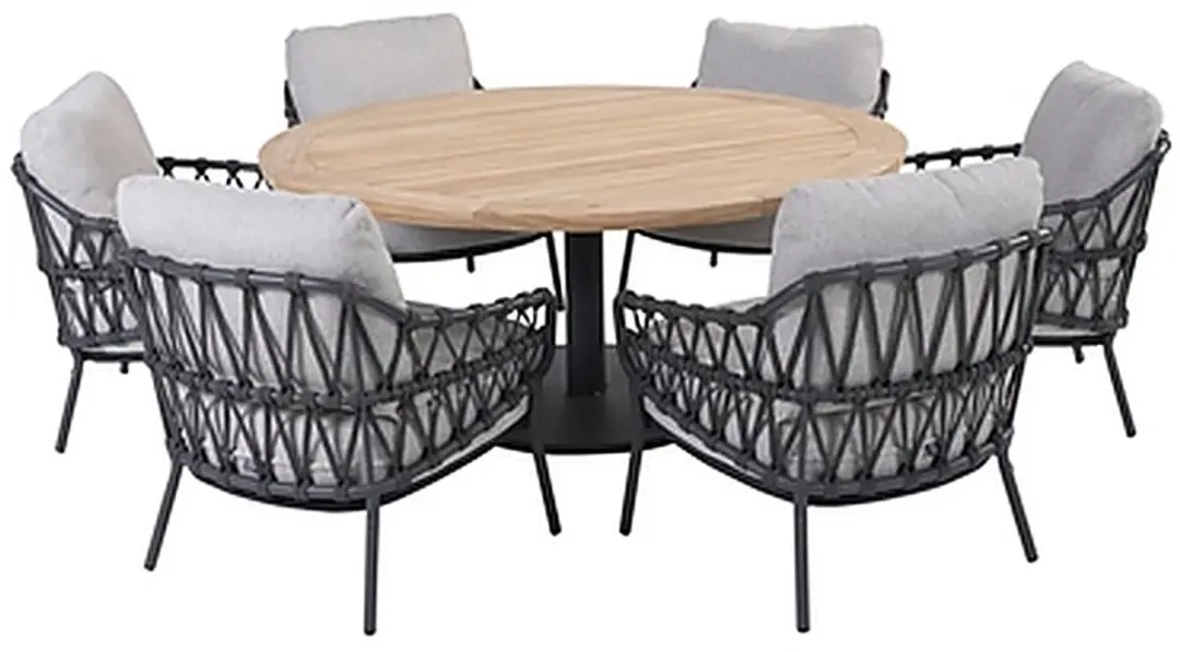 4 Seasons Outdoor Saba Tafel Ø160cm met 6 Calpi Stoelen - Antraciet - afbeelding 3 van 4