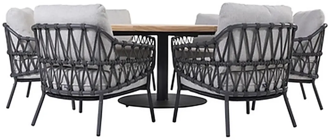 4 Seasons Outdoor Saba Tafel Ø160cm met 6 Calpi Stoelen - Antraciet - afbeelding 4 van 4