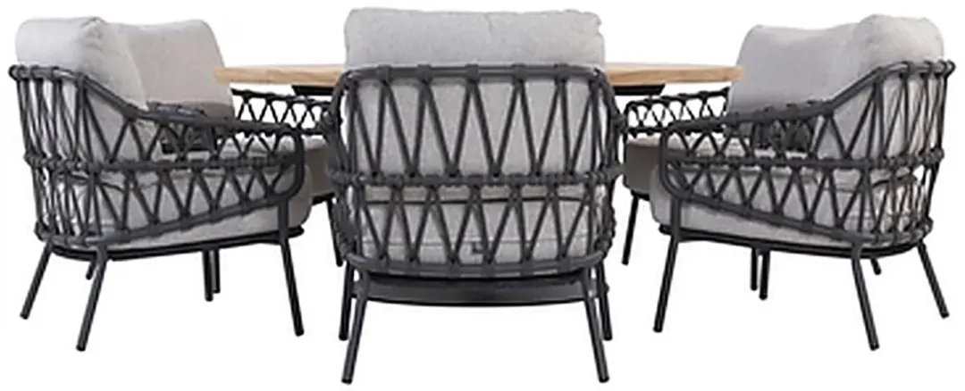 4 Seasons Outdoor Saba Tafel Ø160cm met 6 Calpi Stoelen - Antraciet - afbeelding 2 van 4