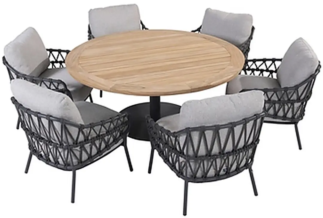 4 Seasons Outdoor Saba Tafel Ø160cm met 6 Calpi Stoelen