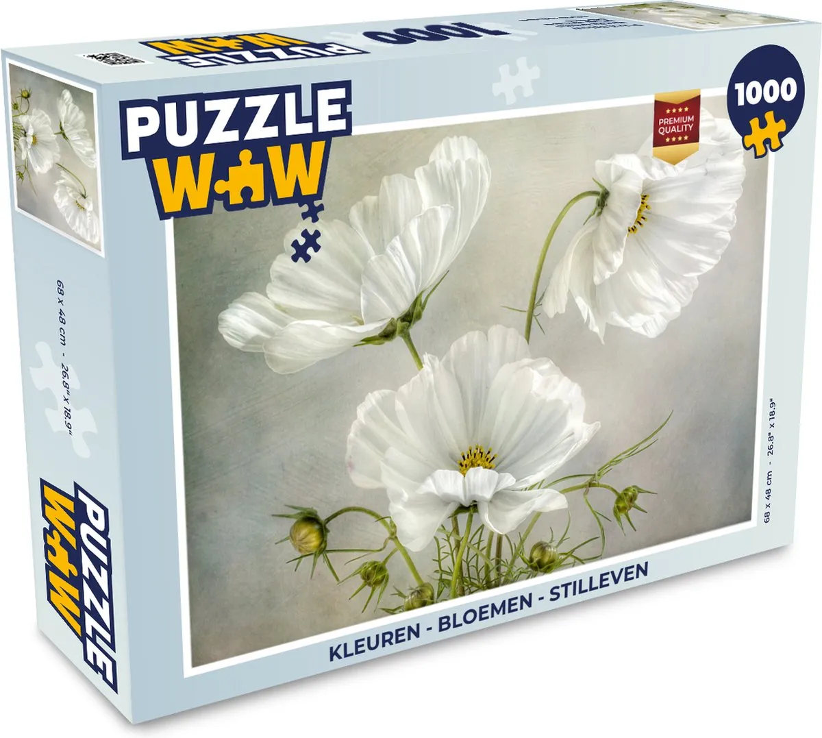PuzzleWow Bloemen Legpuzzel Klaproos Wit 1000 Stuks