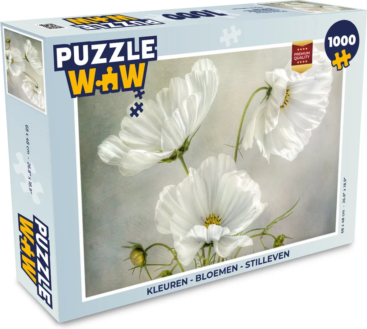 PuzzleWow Bloemen Legpuzzel Klaproos Wit 1000 Stuks