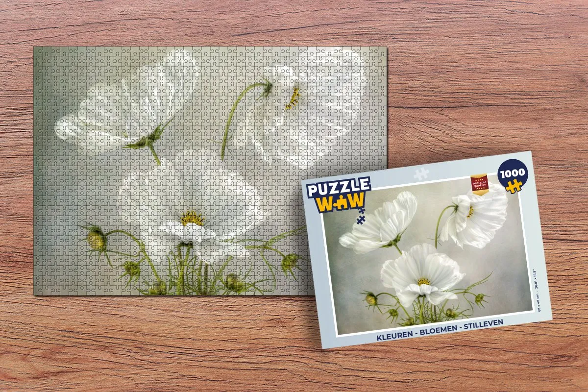 PuzzleWow Bloemen Legpuzzel Klaproos Wit 1000 Stuks