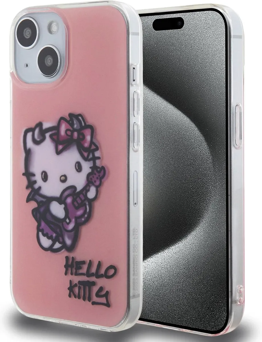 Hello Kitty iPhone 15 Hoesje Graffiti Guitar