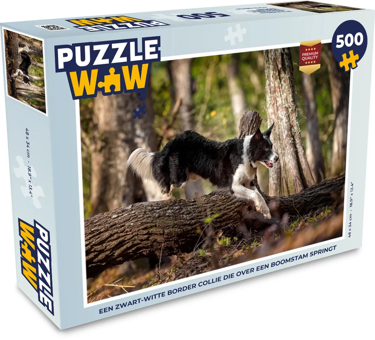 PuzzleWow Legpuzzel Border Collie Boomstam 500 Stuks - Multicolor